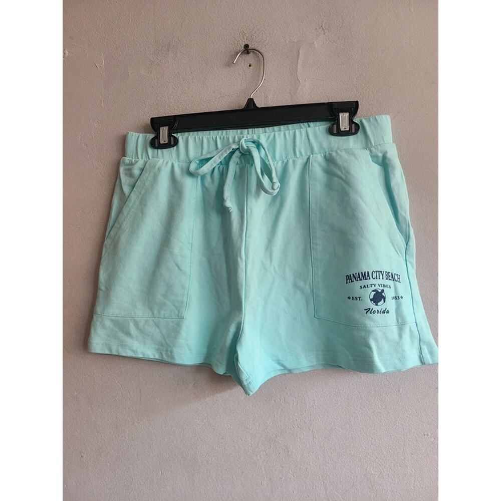 Girl's XL / women's small teal shorts pull-on Panama City Beach Florida souvenir